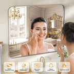 Lovmor Gold Bathroom Mirrors for Wall, 20X30 Inch Rounded Rectangle Mirror, Gold Bathroom Vanity Mirror, Metal Framed Wall-Mounted Mirror,Tempered Glass,（Horizontally or Vertically