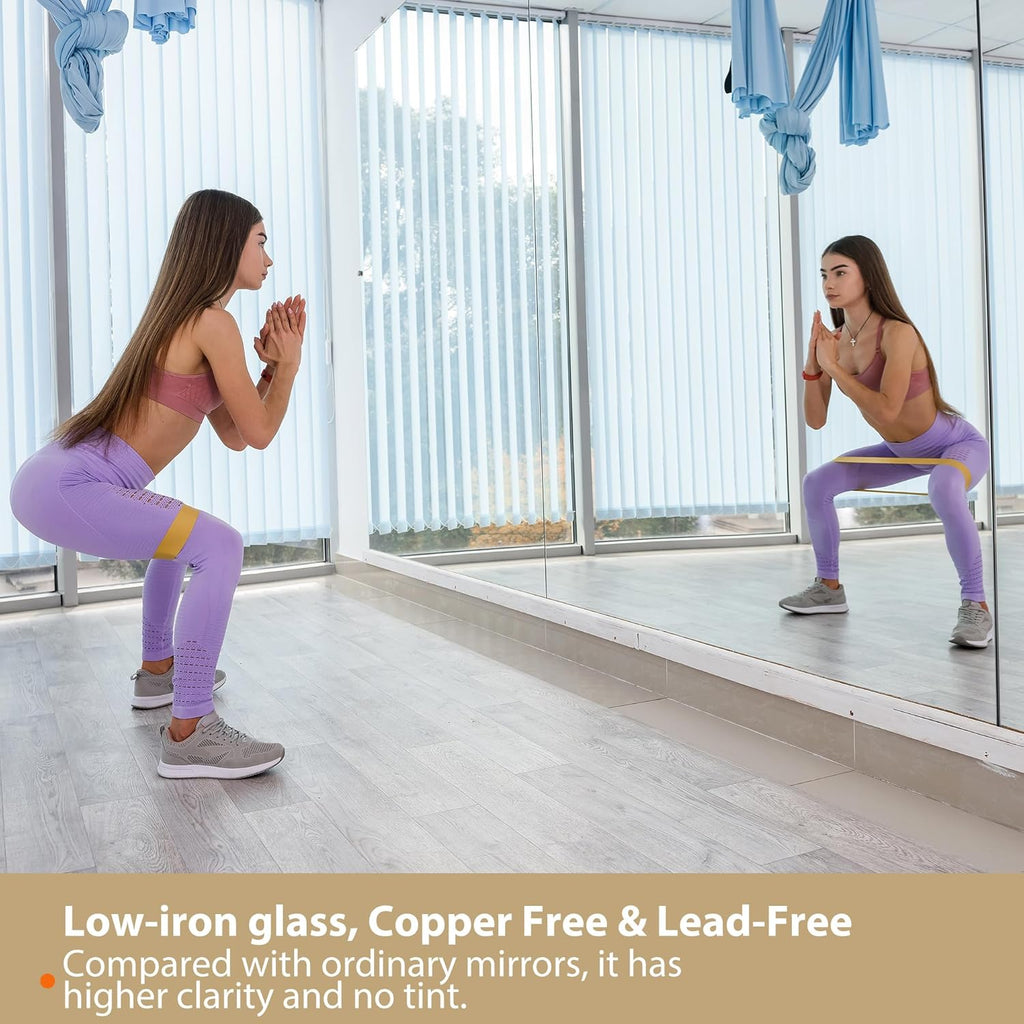 Workout Mirrors for Home Gym 24'x48'', Large Wall Mirror Full Length for Fitness, Yoga, Big Wall Mounted Frameless Glass Mirror for Garage, Dance Studio, Bedroom