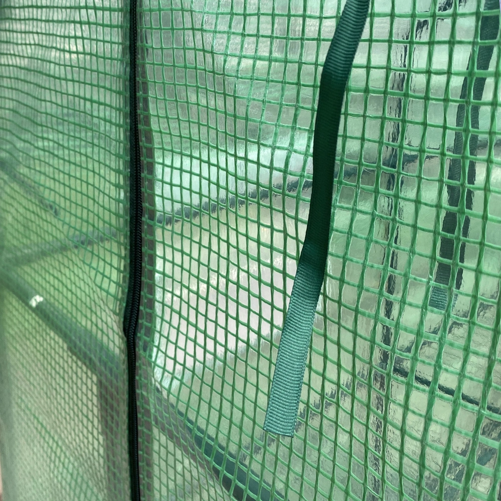 Walk-In Garden Greenhouse (56" W x 56" D x 76" H) with 2 Tiers, 8 Shelves, Observation Window, and Anchoring Set - Green