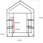 Walk-In Garden Greenhouse (56" W x 56" D x 76" H) with 2 Tiers, 8 Shelves, Observation Window, and Anchoring Set - Green