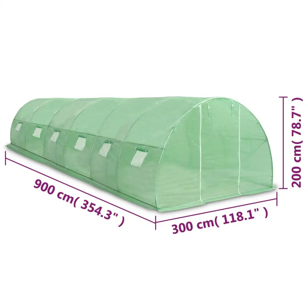 Large Greenhouse - 290.6 sq ft (354.3" x 118.1" x 78.7") for Extensive Gardening