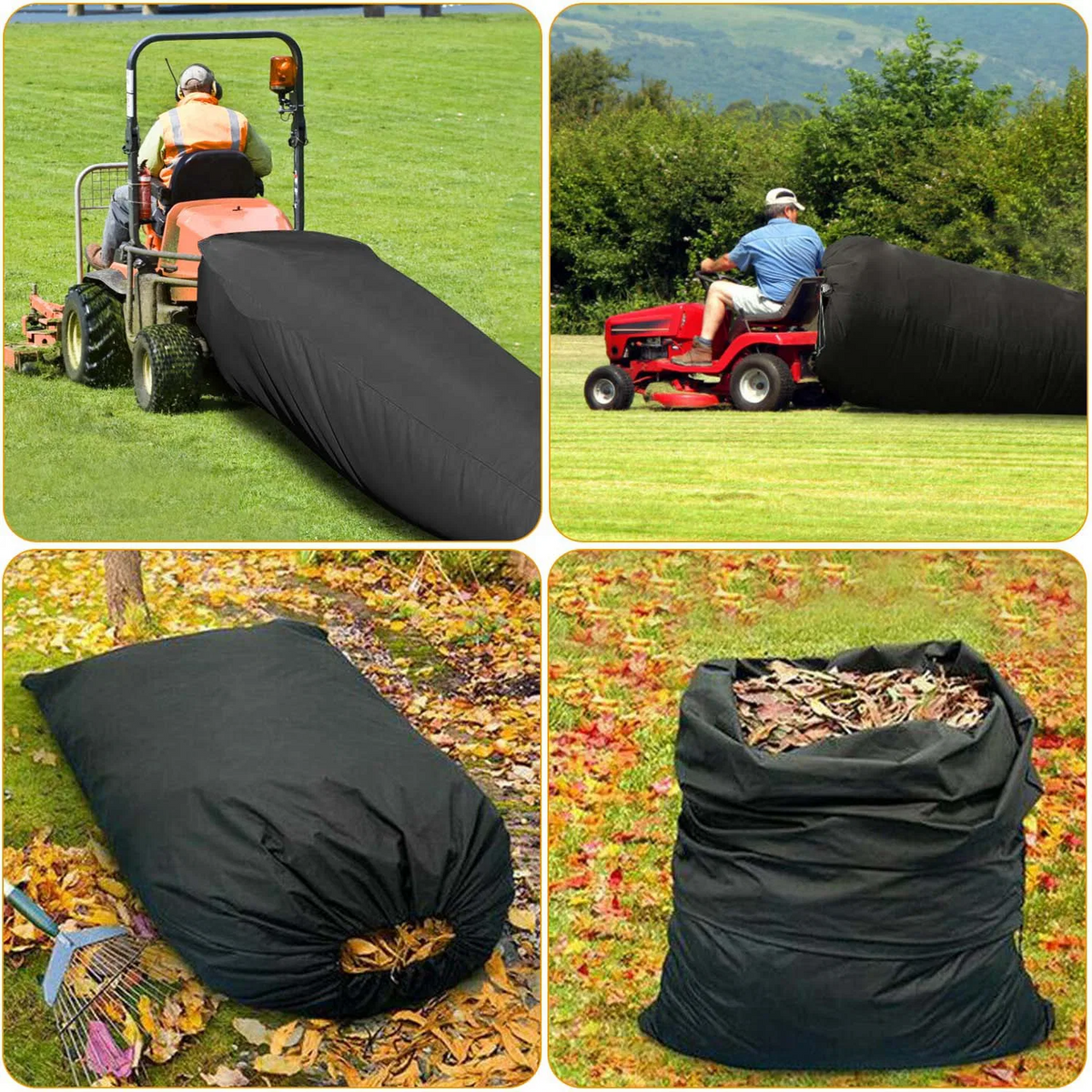 54 Cubic Feet Lawn Tractor Leaf Bag: Standard Garden Waste Collection System with 112-Inch Opening