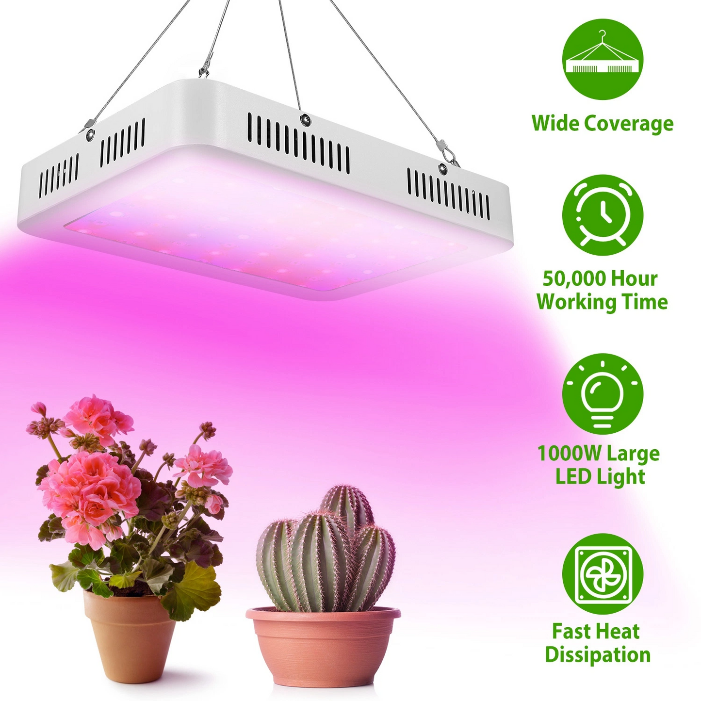 1000W LED Grow Light with Dual Chips - Full Spectrum 380-800nm Plant Lamp with Bloom & Veg Dimmers