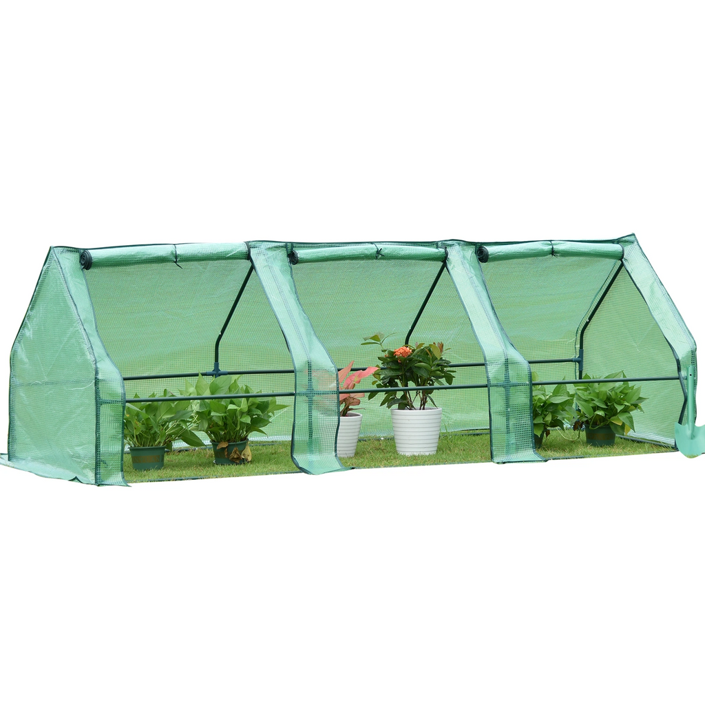 Compact Outdoor Mini Greenhouse - Three-Section Conservatory for Plant Protection and Growth
