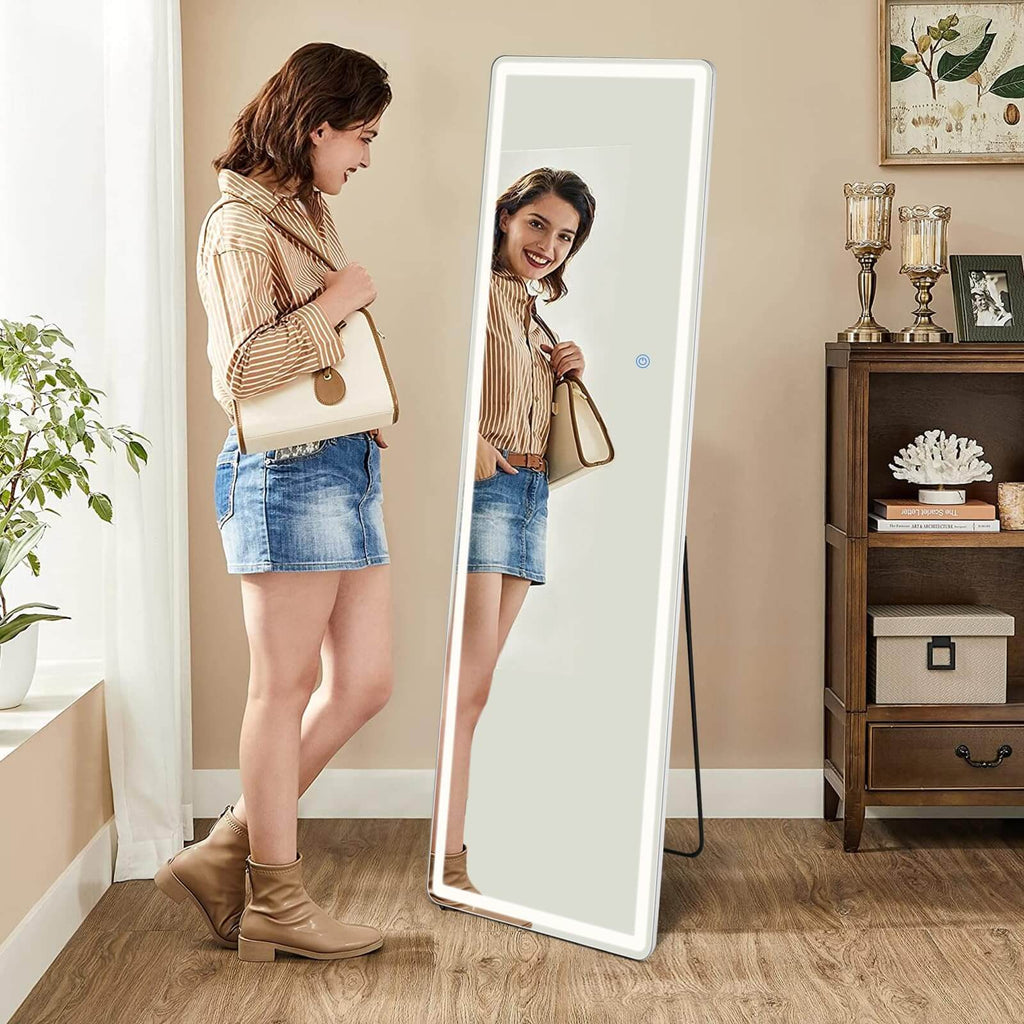 3 Color Lighted Floor Standing Mirror with LED Lights