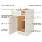 24"D Birch Solid Wood X 15"W X 34-1/2"H Base Kitchen Cabinet B15