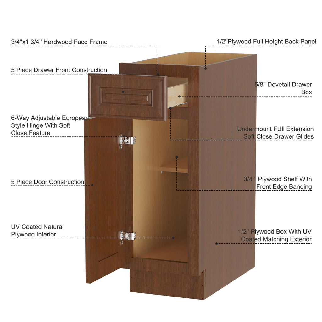 21"W Birch Solid Wood X 24"D X 34-1/2"H Base Kitchen Cabinet B21