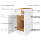24"D Birch Solid Wood X 12"W X 34-1/2"H Base Kitchen Cabinet B12