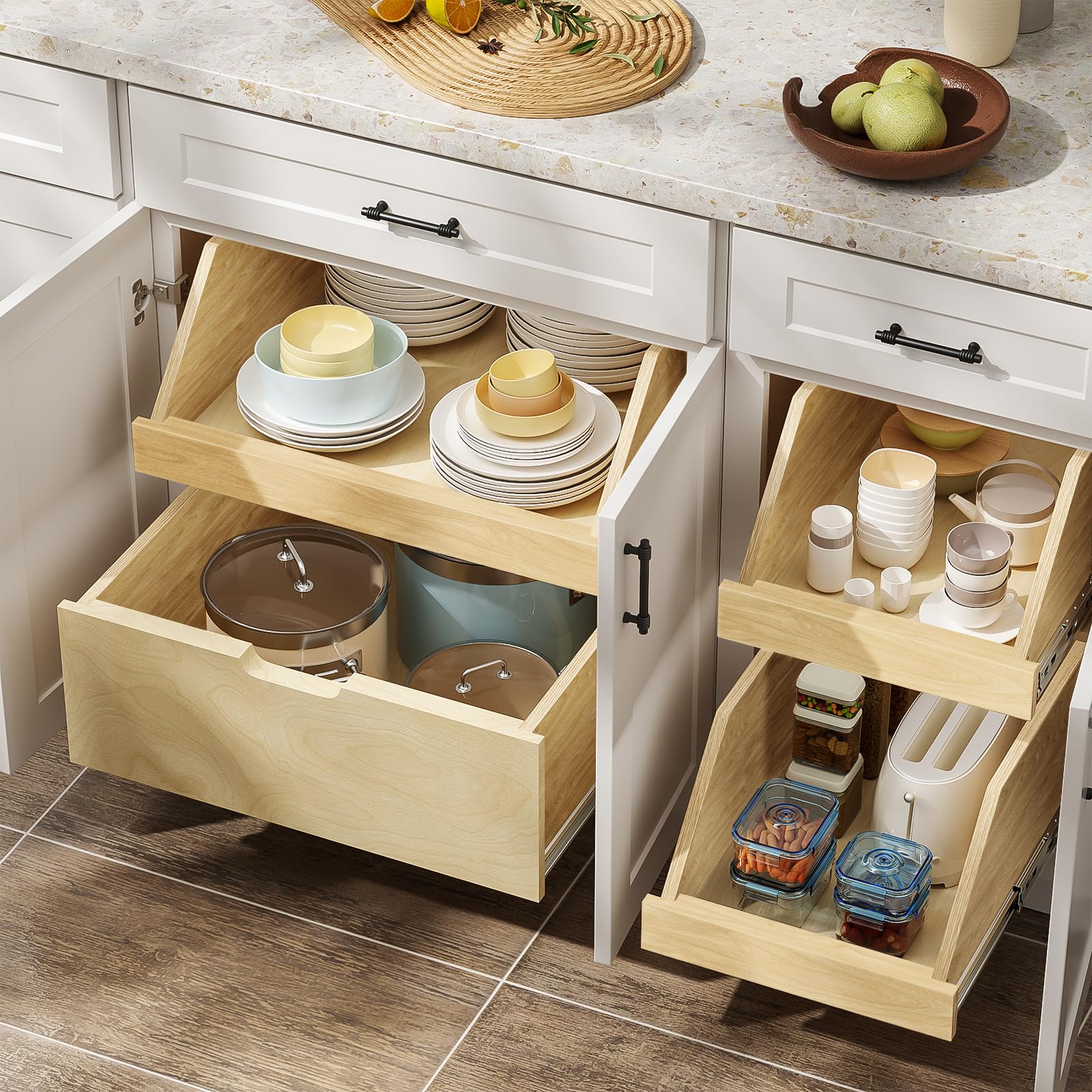 Wooden Tapered High Pull Out Cabinet Organizer – LOVMOR