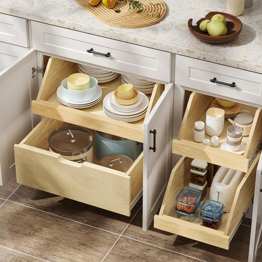 Wooden Tapered High Pull Out Cabinet Organizer