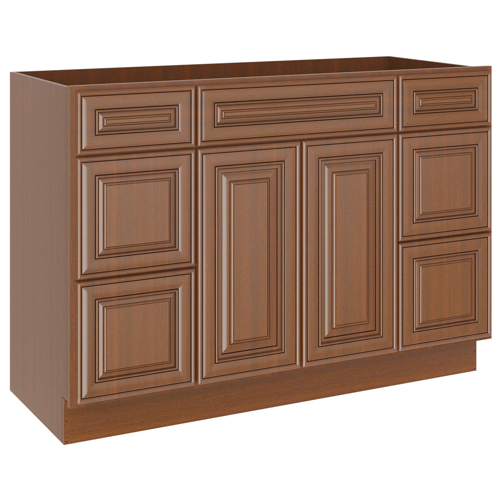 21"D Birch Solid Wood X48"W X 21"D X 34-1/2"H Bath Vanity Sink Drawer Cabinet without Top VDDB48