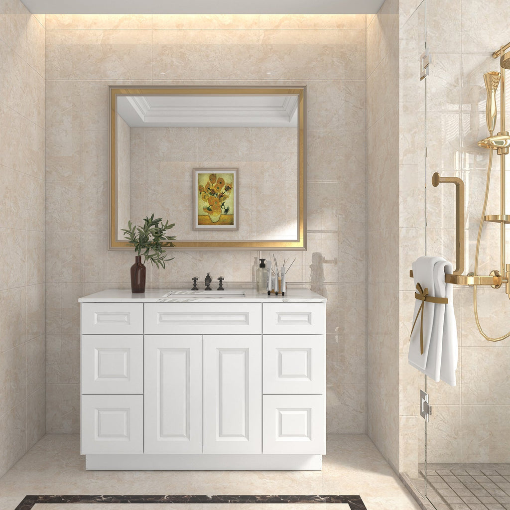 21"D Birch Solid Wood X 60"W X 34-1/2"H Bath Vanity Double Drawer Cabinet without Top VDDB60