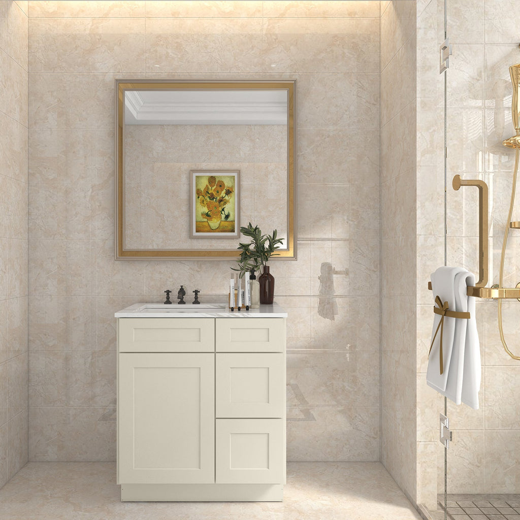21"Dx30"Wx34-1/2"H Birch Solid Wood Bath Vanity Cabinet without Top V3021DR