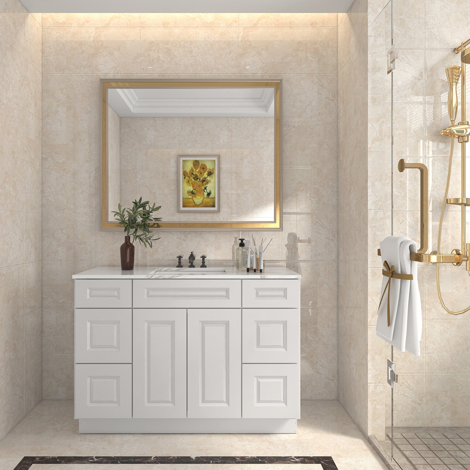 21"D Birch Solid Wood X 60"W X 34-1/2"H Bath Vanity Double Drawer Cabinet without Top VDDB60