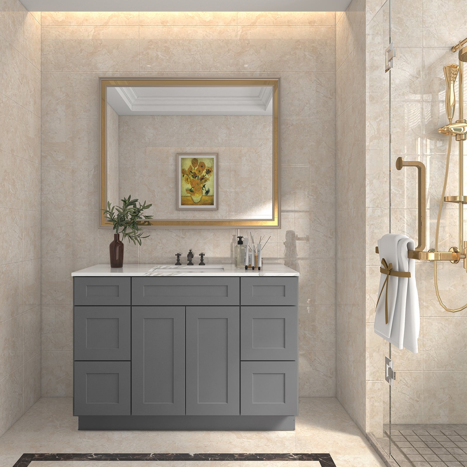 21"D Birch Solid Wood X 60"W X 34-1/2"H Bath Vanity Double Drawer Cabinet without Top VDDB60