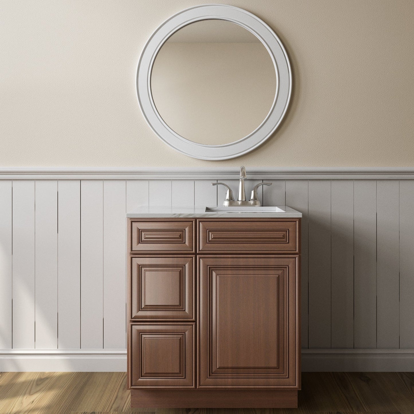 21"Dx30"Wx34-1/2"H Birch Solid Wood Bath Vanity Cabinet without Top V3021DL