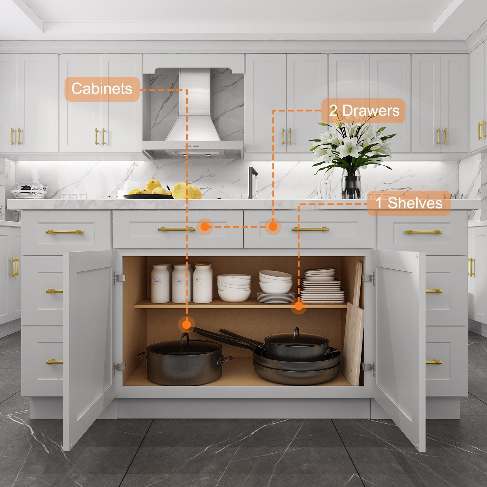 24"D*42"W*34.5"H Birch Solid Wood Base Kitchen Cabinet B42