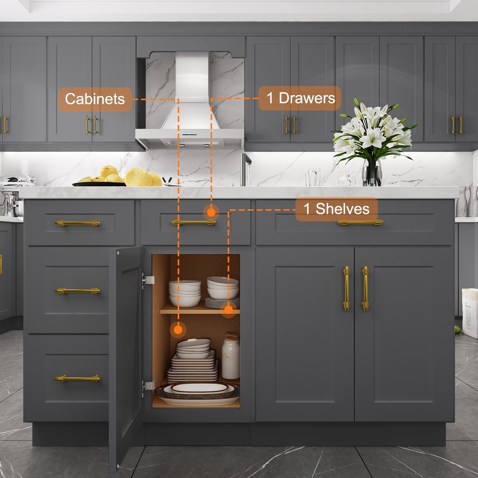 24"D Birch Solid Wood X 18"W X 34-1/2"H Base Kitchen Cabinet B18