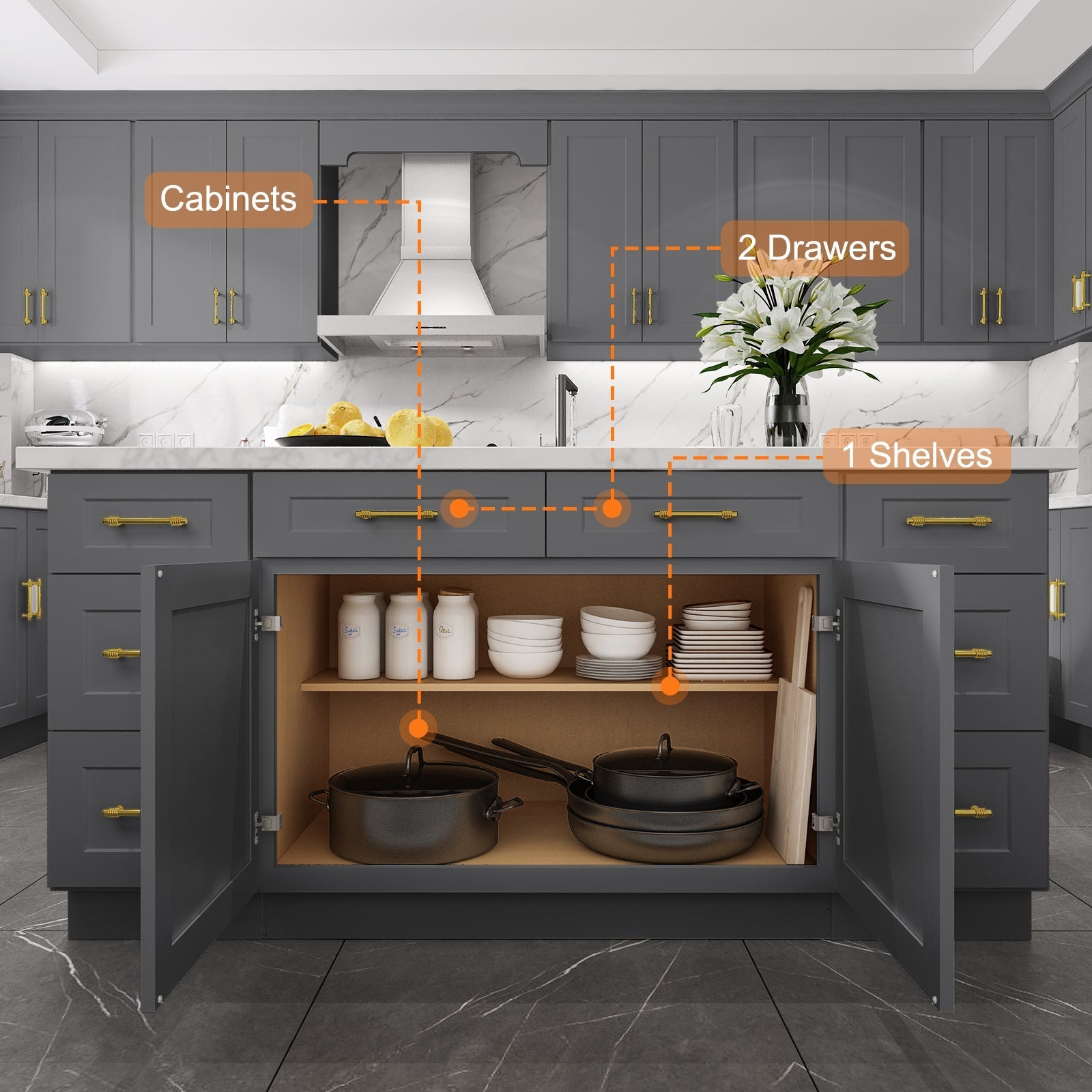 24"D*42"W*34.5"H Birch Solid Wood Base Kitchen Cabinet B42