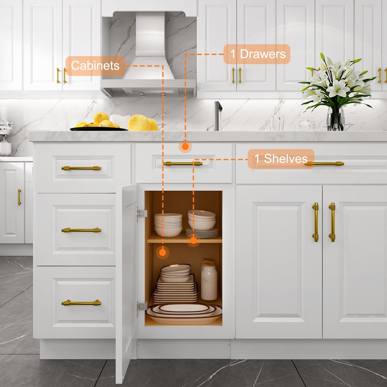 24"D Birch Solid Wood X 18"W X 34-1/2"H Base Kitchen Cabinet B18