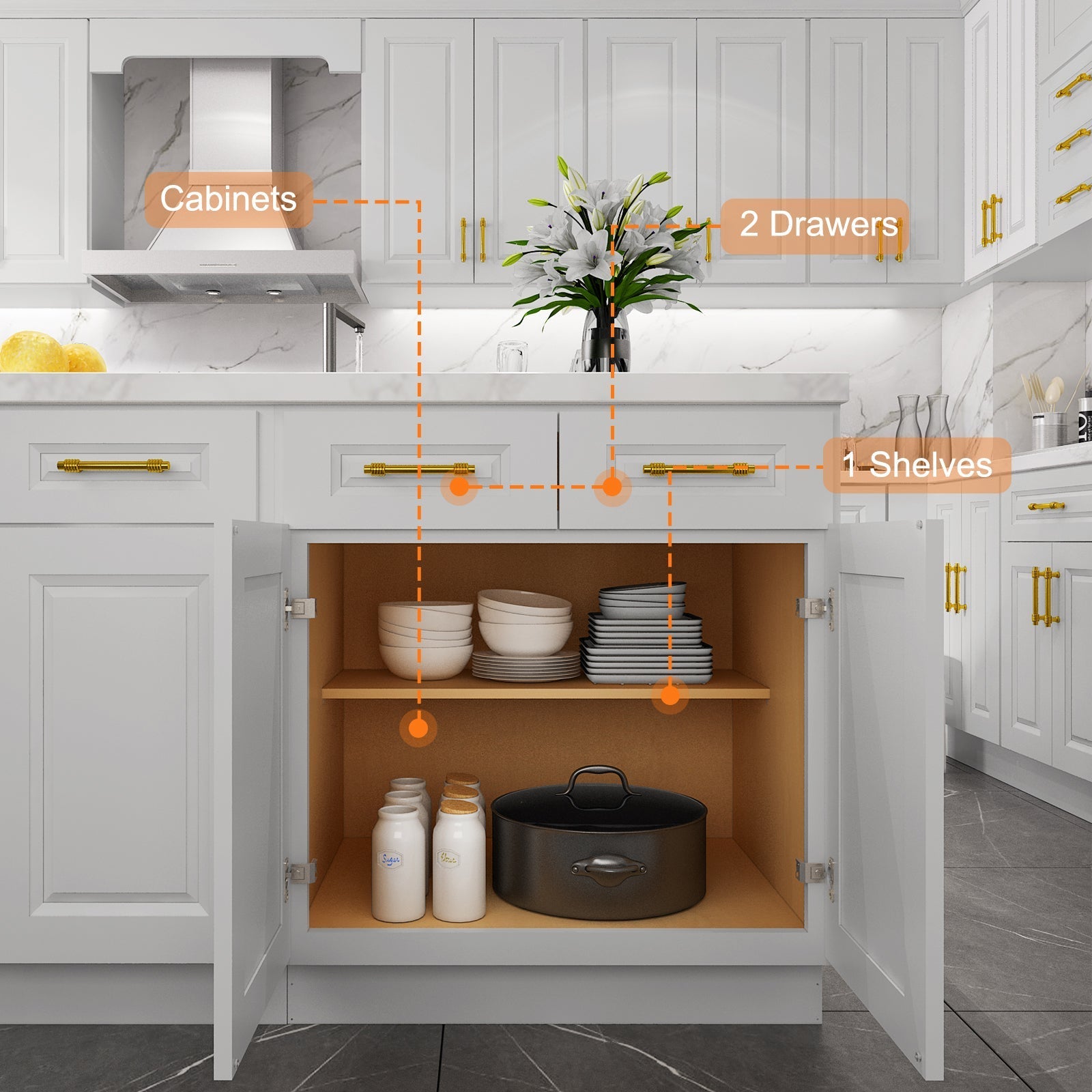 24"D*33"W*34.5"H Birch Solid Wood Base Kitchen Cabinet B33