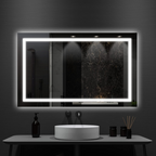 Frameless Frosted Square Led Bathroom Mirrors with Dimmable Lights