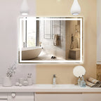 Frameless Frosted Square Led Bathroom Mirrors with Dimmable Lights