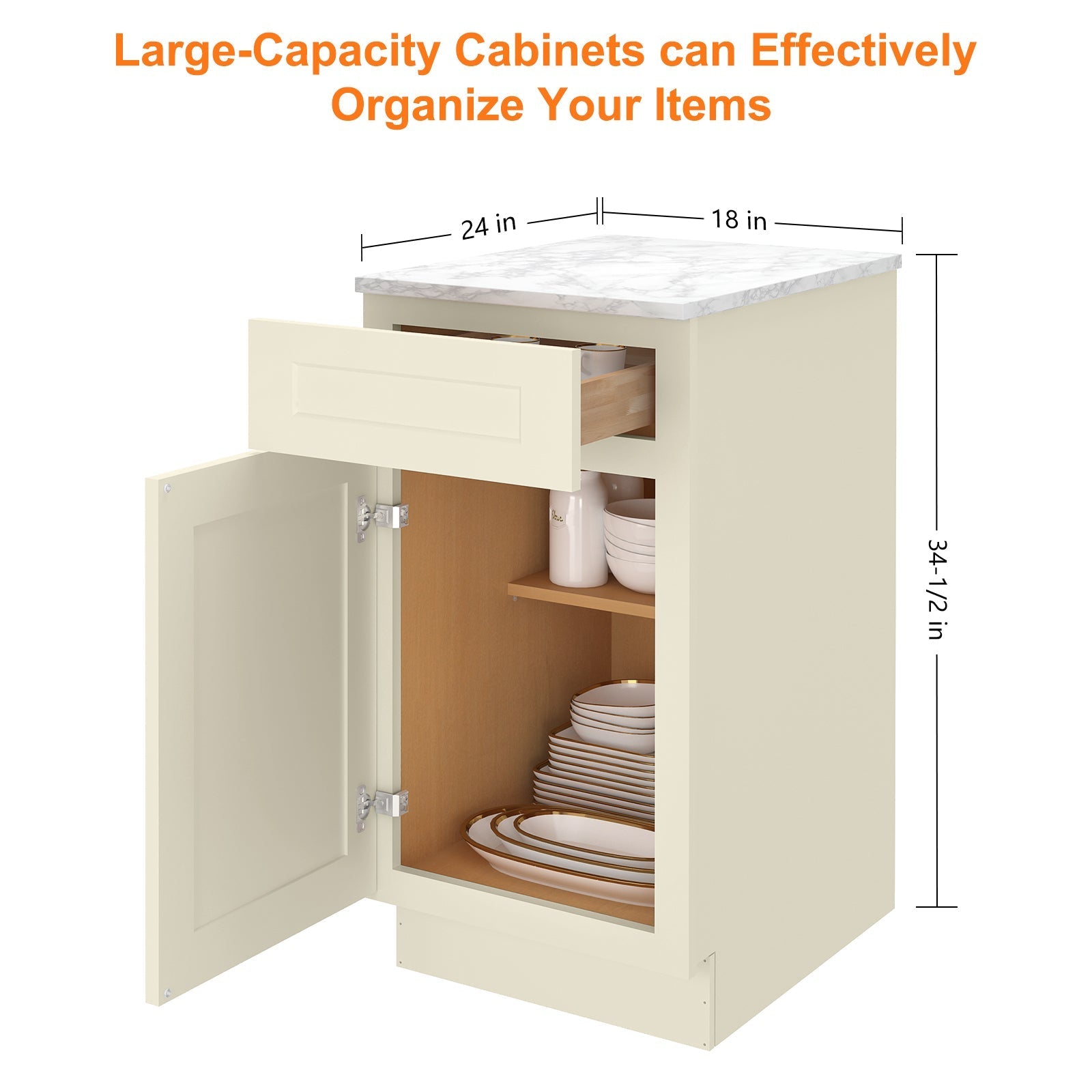 24"D Birch Solid Wood X 18"W X 34-1/2"H Base Kitchen Cabinet B18