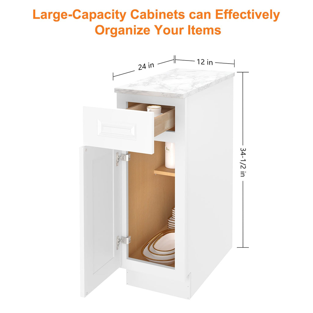 24"D Birch Solid Wood X 12"W X 34-1/2"H Base Kitchen Cabinet B12