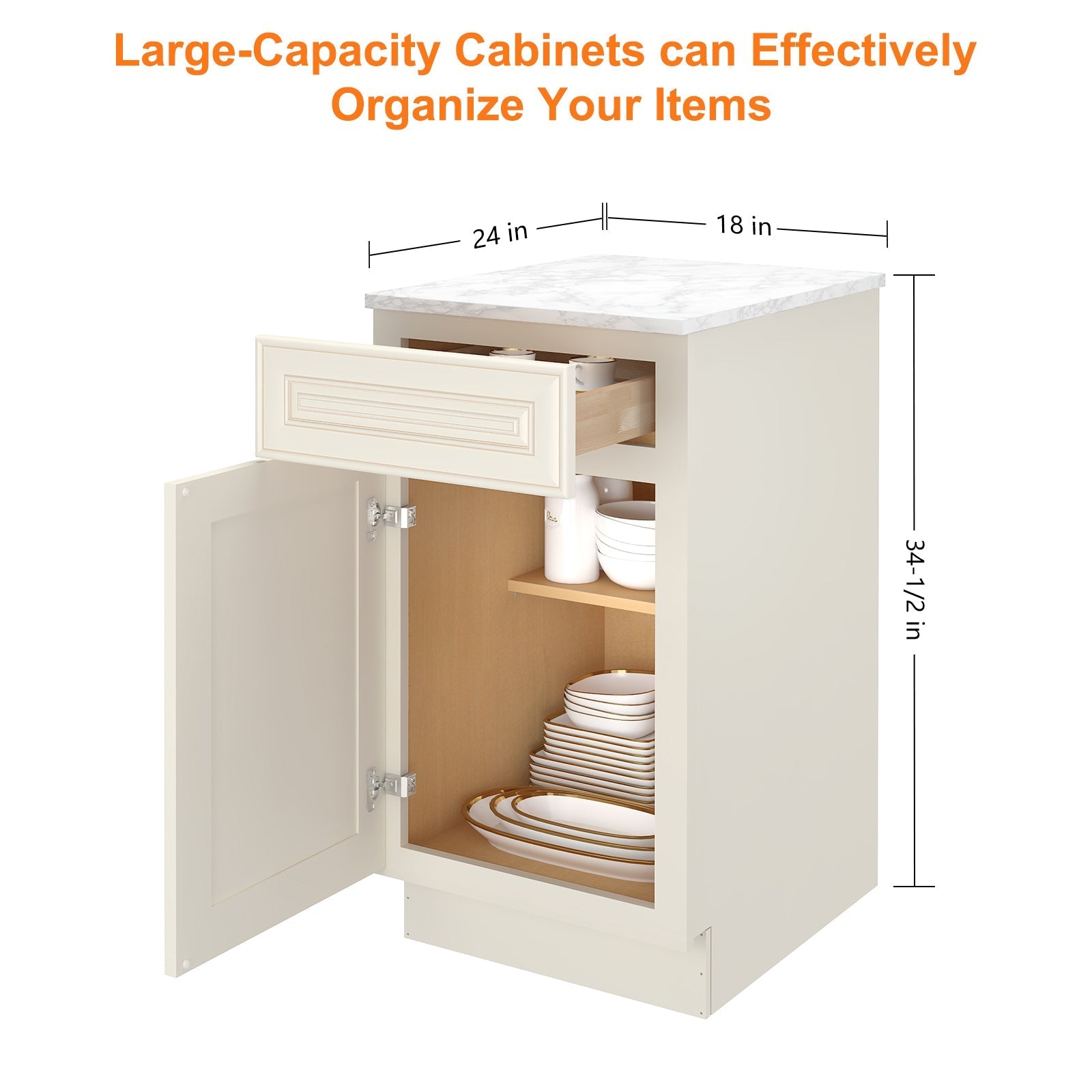 24"D Birch Solid Wood X 18"W X 34-1/2"H Base Kitchen Cabinet B18