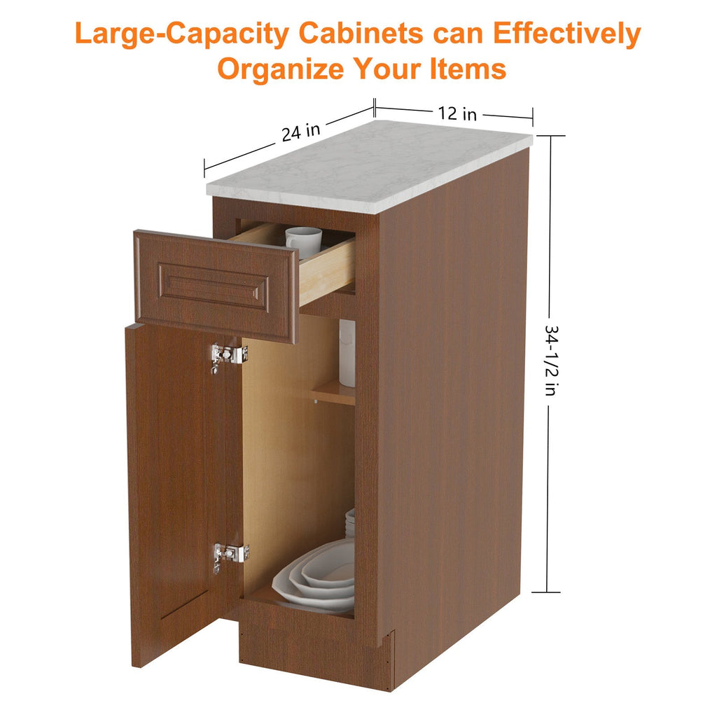 24"D Birch Solid Wood X 12"W X 34-1/2"H Base Kitchen Cabinet B12