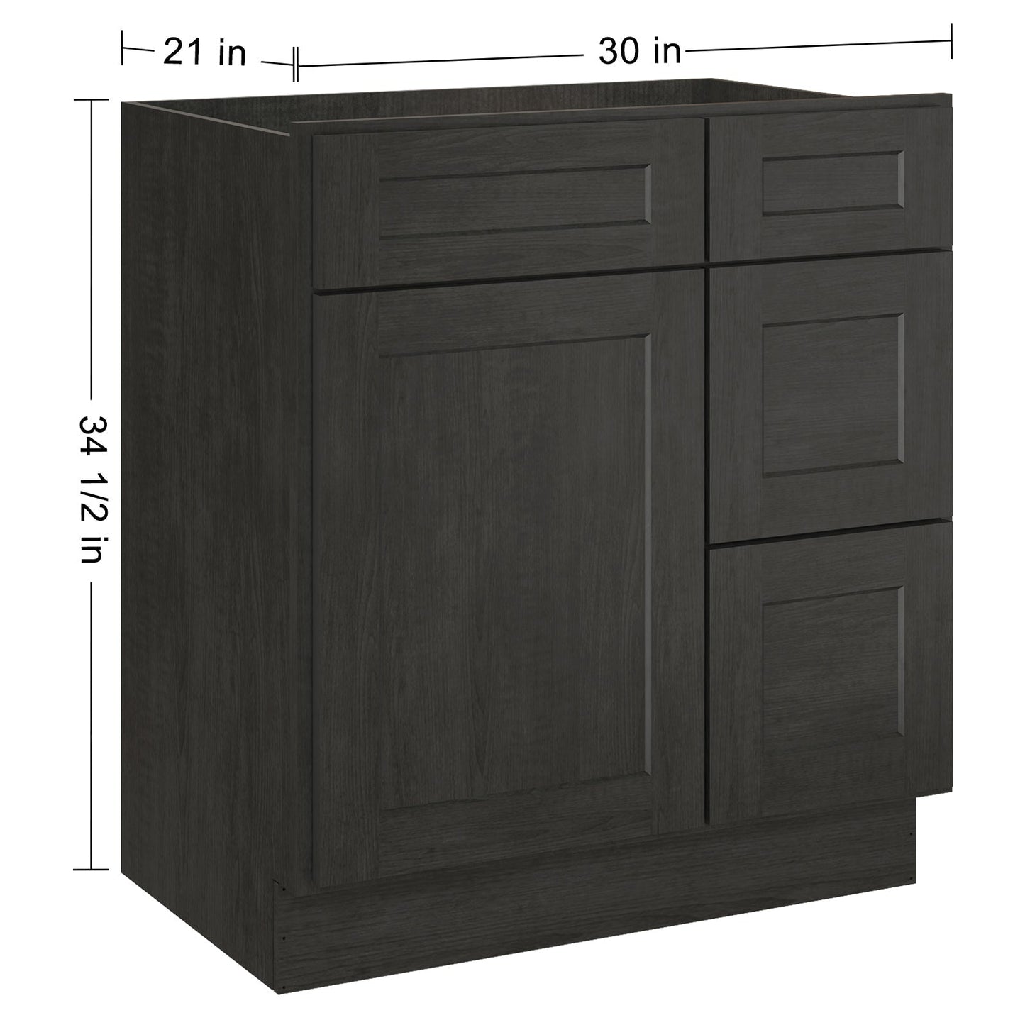 21"Dx30"Wx34-1/2"H Birch Solid Wood Bath Vanity Cabinet without Top V3021DR