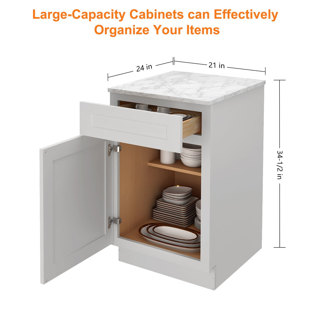 21"W Birch Solid Wood X 24"D X 34-1/2"H Base Kitchen Cabinet B21