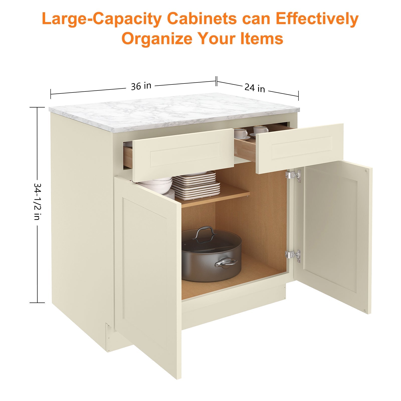 24"D*36"W*34.5"H Birch Solid Wood Base Kitchen Cabinet B36