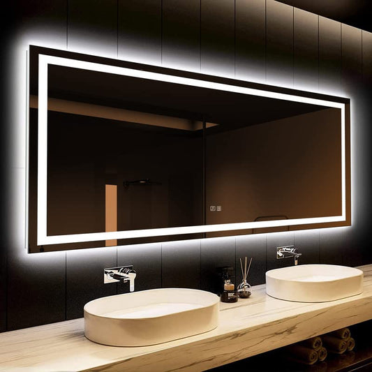 Frameless Frosted Square Led Bathroom Mirrors with Dimmable Lights Lager