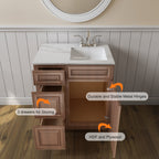 21"Dx30"Wx34-1/2"H Birch Solid Wood Bath Vanity Cabinet without Top V3021DL