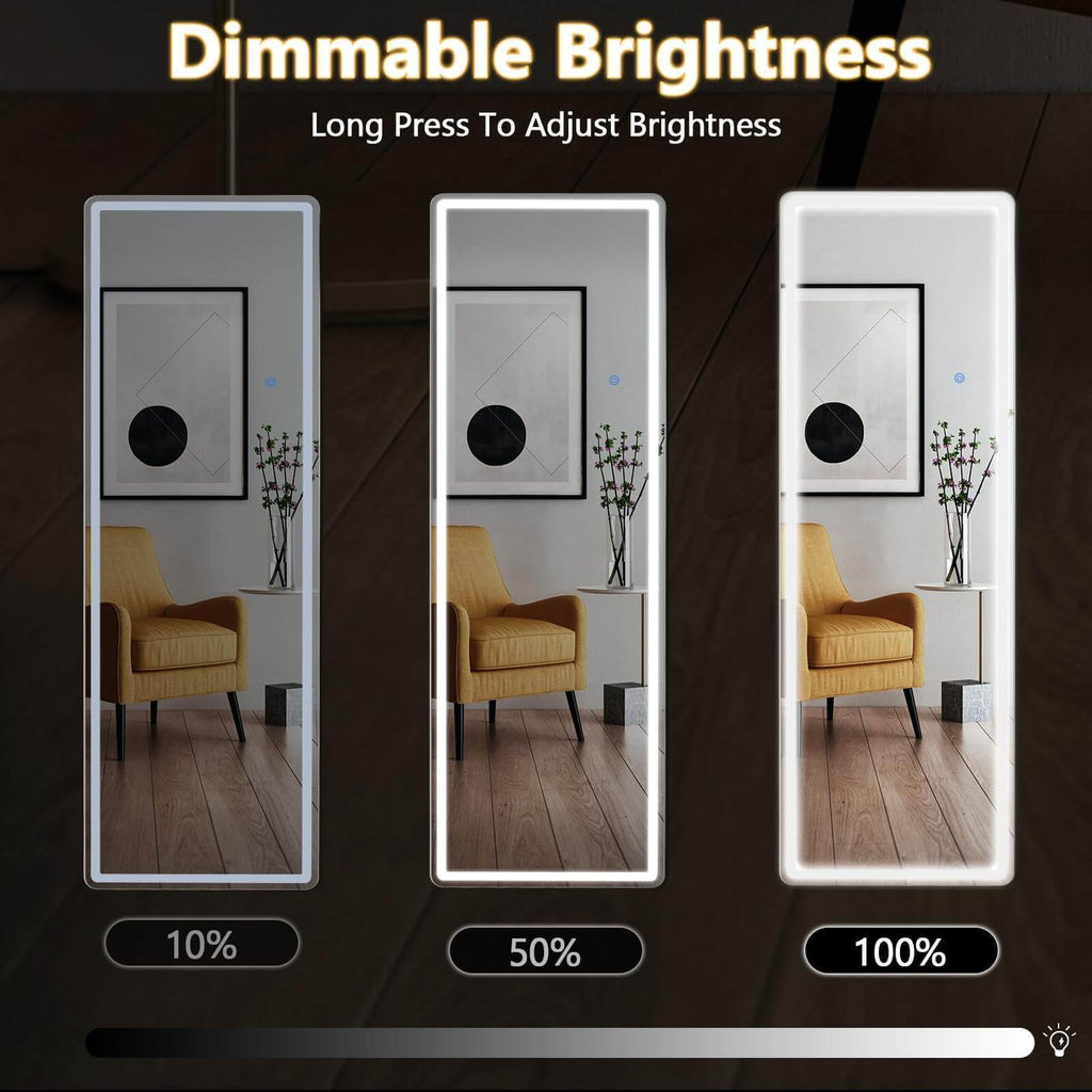 3 Color Lighted Floor Standing Mirror with LED Lights