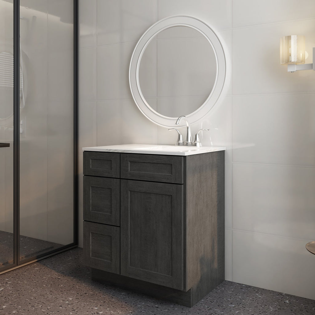 21"Dx30"Wx34-1/2"H Birch Solid Wood Bath Vanity Cabinet without Top V3021DL