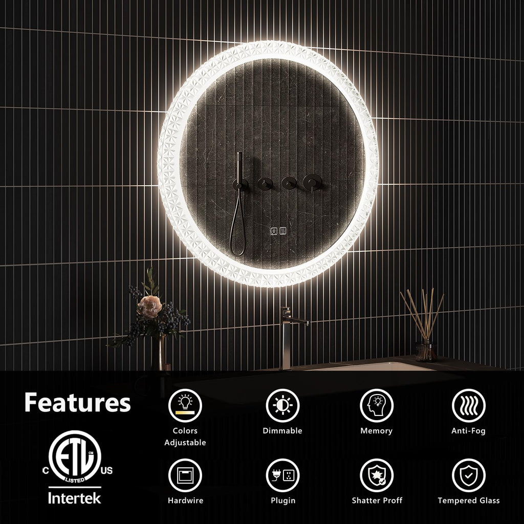 Round Acrylic LED Bathroom Mirror