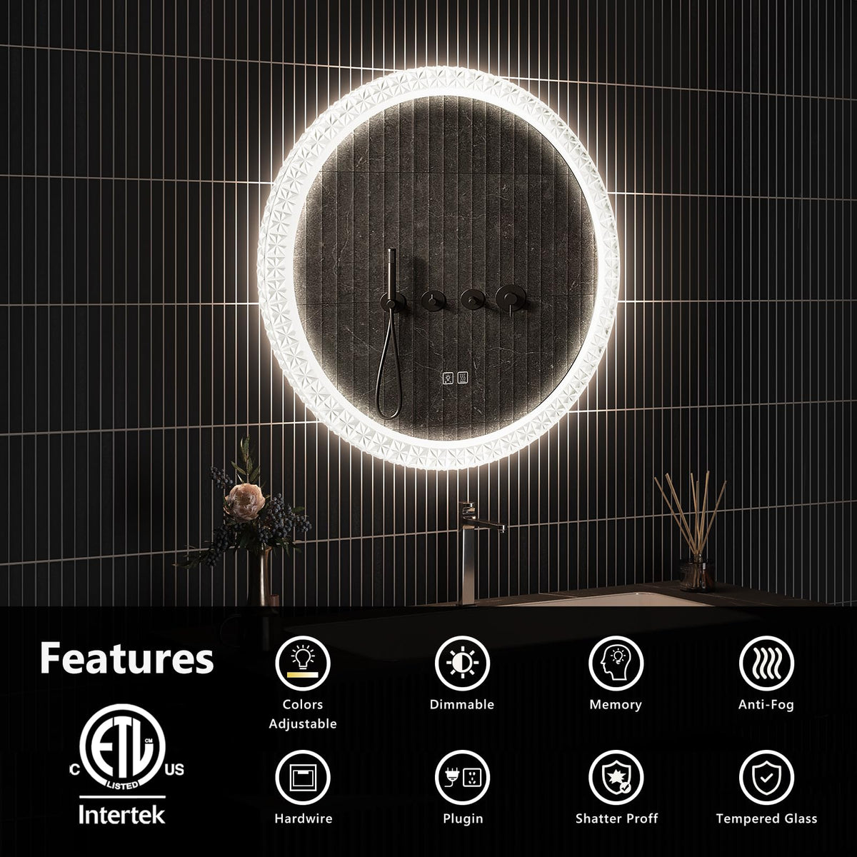 Round Acrylic LED Bathroom Mirror