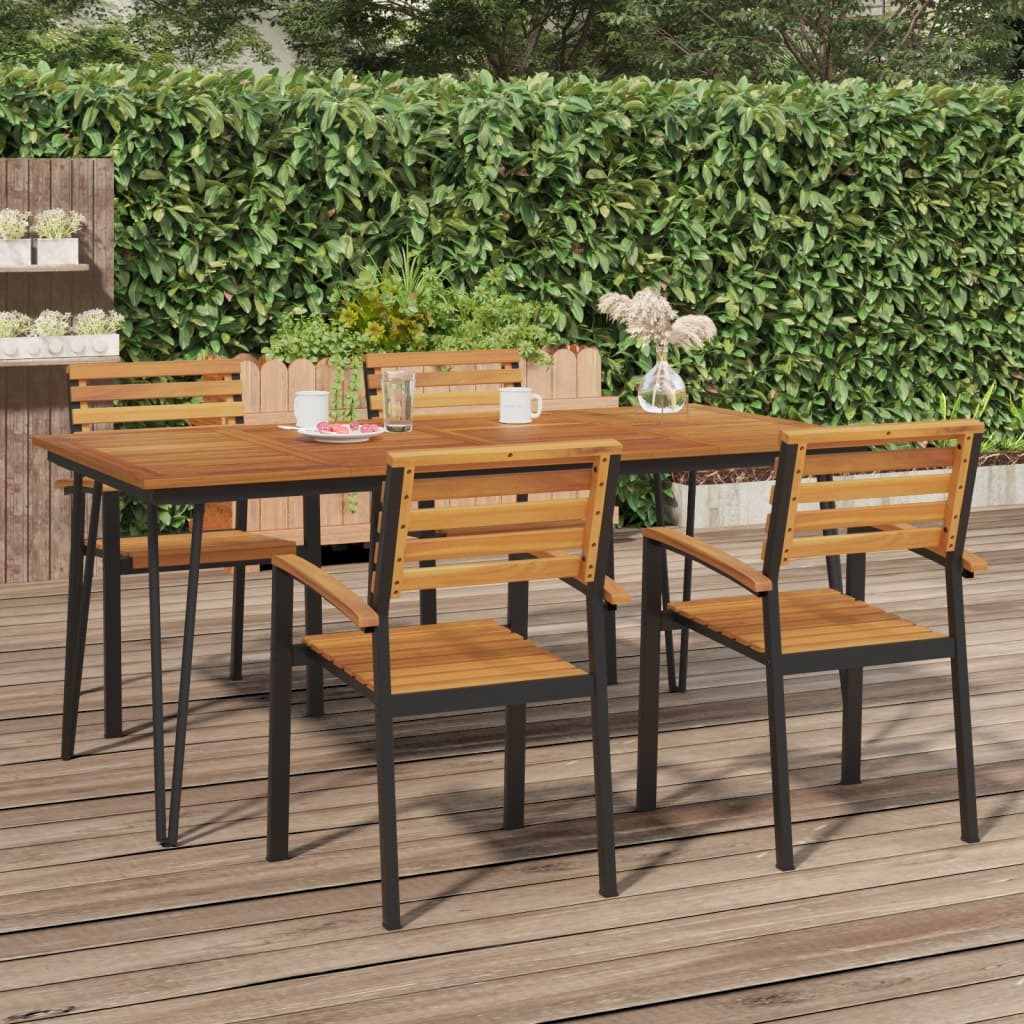 Patio Table with Hairpin Legs 55.1"x31.5"x29.5" Solid Wood Acacia