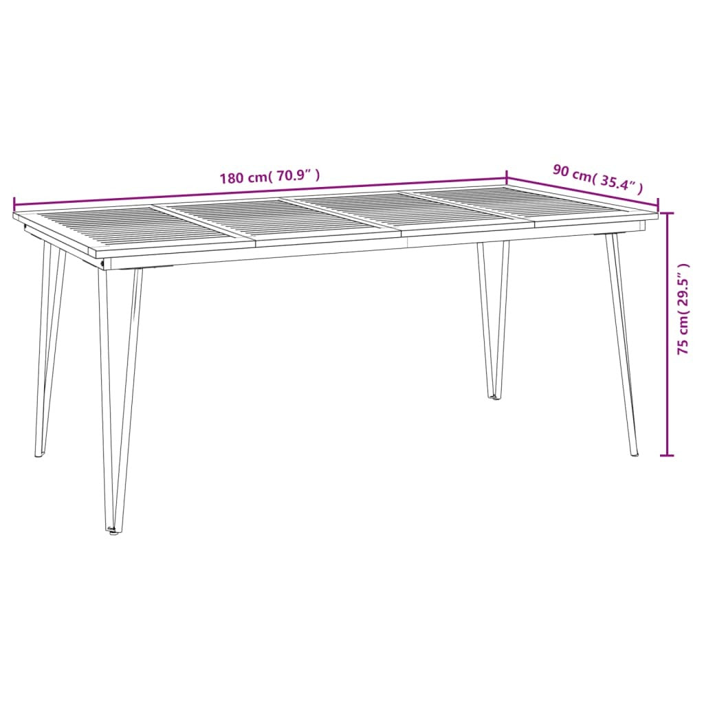 Patio Table with Hairpin Legs 55.1"x31.5"x29.5" Solid Wood Acacia