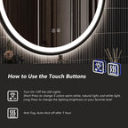 4 in 1 Black Framed Round Bathroom Mirror