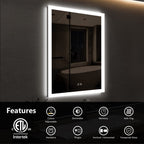 Frameless Rectangular Led Bathrooms Mirrors with Dimmable Lights