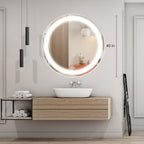 Round Led Backlit Bathroom Vanity Mirror With Dimmable Lights