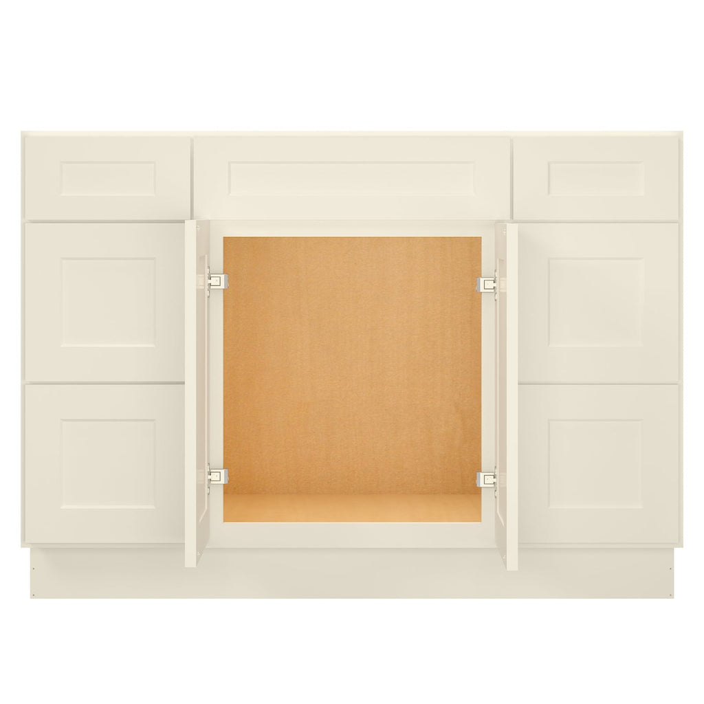21"D Birch Solid Wood X 60"W X 34-1/2"H Bath Vanity Double Drawer Cabinet without Top VDDB60