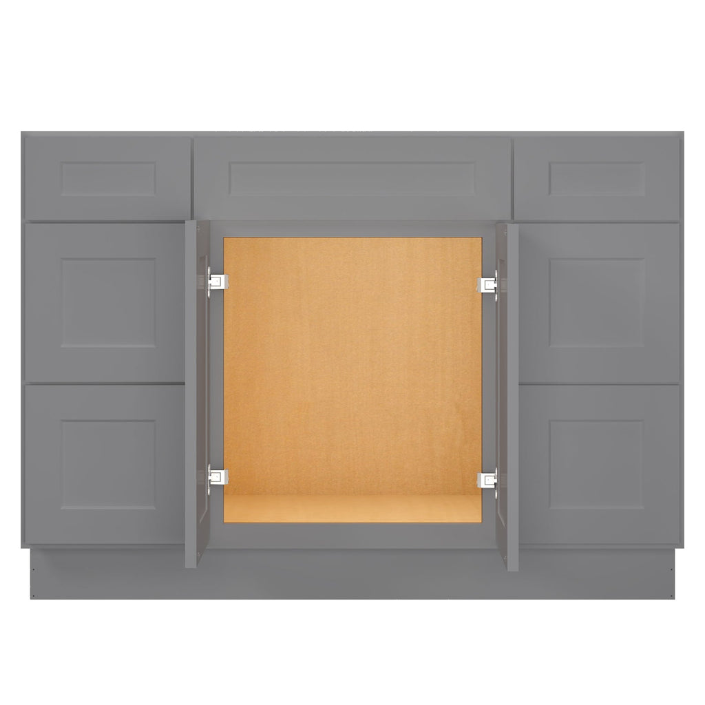 21"D Birch Solid Wood X 60"W X 34-1/2"H Bath Vanity Double Drawer Cabinet without Top VDDB60