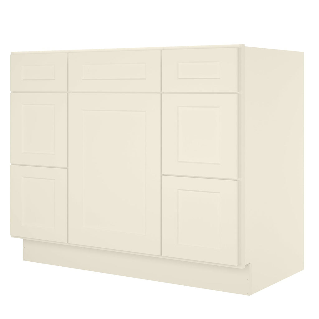 21"D Birch Solid Wood X 42"W X 34-1/2"H Bath Vanity Double Drawer Cabinet without Top VDDB42