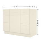 21"D Birch Solid Wood X 42"W X 34-1/2"H Bath Vanity Double Drawer Cabinet without Top VDDB42