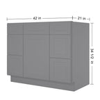 21"D Birch Solid Wood X 42"W X 34-1/2"H Bath Vanity Double Drawer Cabinet without Top VDDB42